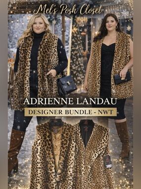 Adrienne Landau Faux Fur Vest Bundle 3X NWT | Leopard Print Luxe